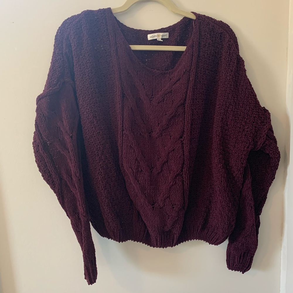 Maroon Chunky Knit Sweater